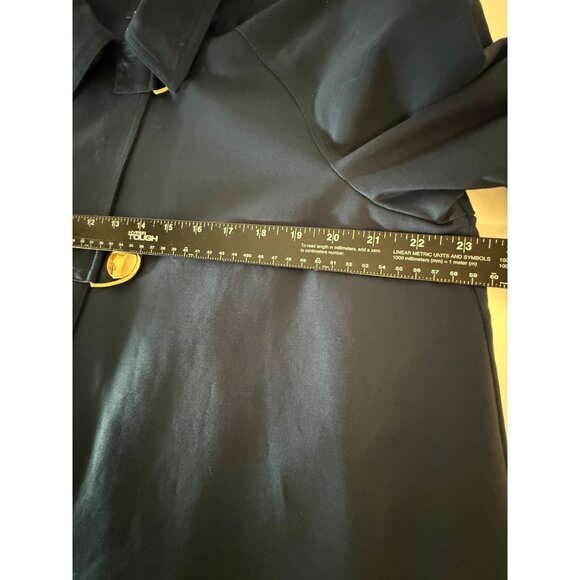 Jones New York Swing Trench Pea Coat Size L Stretch Retro Style Gold Tone Buckle - Picture 10 of 16